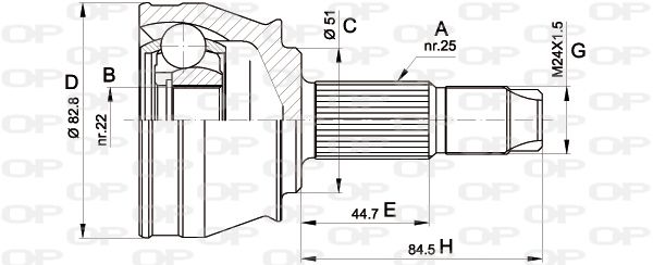 OPEN PARTS Шарнирный комплект, приводной вал CVJ5302.10
